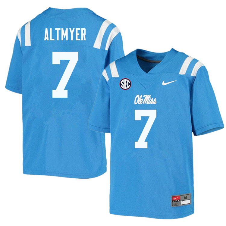 Luke Altmyer Ole Miss Rebels NCAA Men's Powder Blue #7 Stitched Limited College Football Jersey OYS0458WD